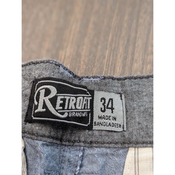 RETROFIT Brand MFG Chino Shorts Mens 34 Steel Blue Pink Flamingos Golf Miami - Picture 4 of 5